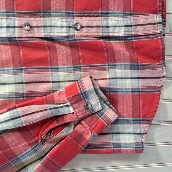 David Brooks Vintage Style Red Plaid 100% Cotton Comfy Button Down Causal Shirt - Picture 10 of 10